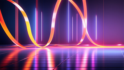 3d render, abstract urban background with glowing neon light, Ai generated