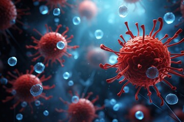 coronavirus in a test tube, blue background - obrazy, fototapety, plakaty
