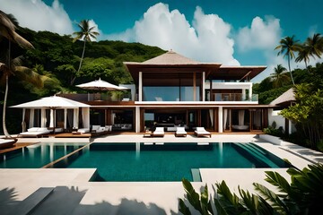 A beachfront resort with a series of luxurious villas, each with its own infinity pool, offering panoramic views of the Indian Ocean.