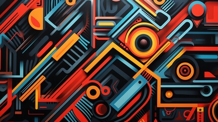 Obraz premium Abstract urban artwork celebrating Black culture with vibrant geometric patterns