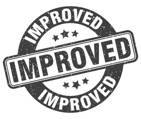 improved stamp. improved label. round grunge sign