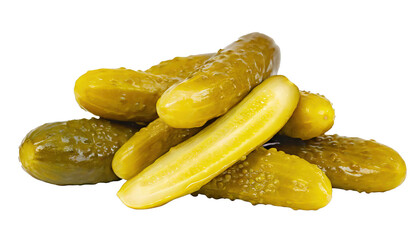 Marinated pickled cucumbers - isolated on transparent background