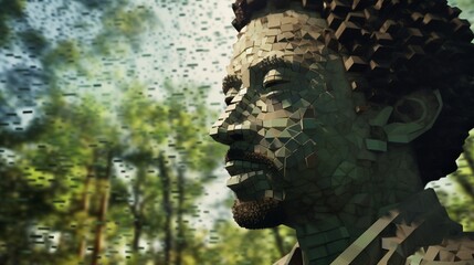 Intricate mosaic highlighting the achievements of Black scientists in a quiet park