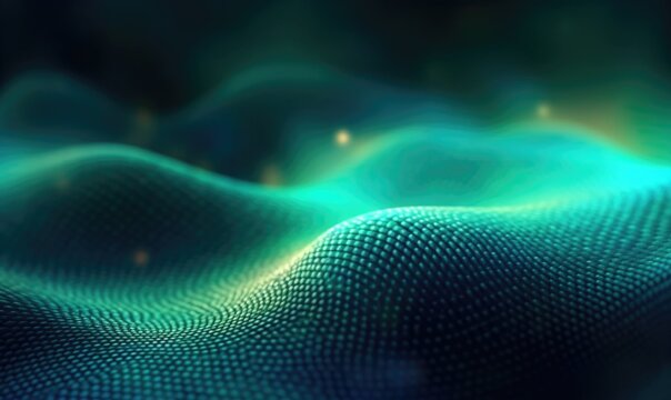 Green light waves technology background.