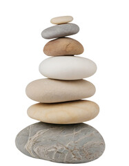 Fototapeta premium Pyramid of sea stones cut out