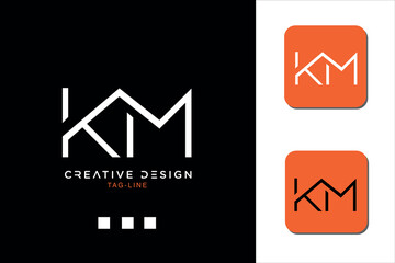 Alphabet Letters KM or MK Logo Monogram - obrazy, fototapety, plakaty