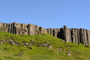 Snaefellsnes Peninsula polygonal basalt lava forming a cliff