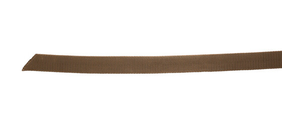 Brown synthetic nylon fastening belt, strap isolated on white