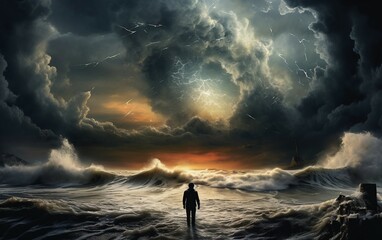 The Ocean's Dynamic Nature Unleashed in a Powerful Storm. - obrazy, fototapety, plakaty