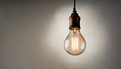 vintage light bulb hanging white background idea concept with clipping path