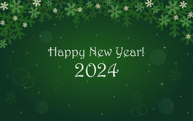 Vector illustration. New Year's background, Snowflakes on a dark green background with a soft gradient. Banner, printing of advertising materials, announcements, posters, signs.