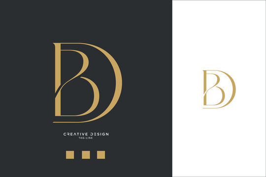 Alphabet Letters DB or BD Logo Monogram