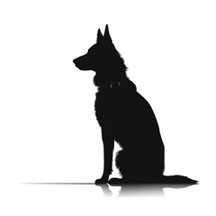 German shepherd silhouette isolated on white background.