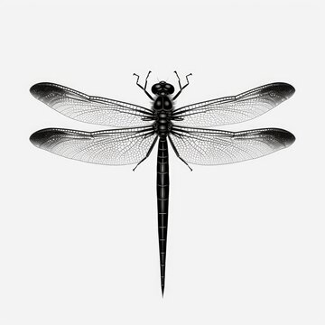 Dragonfly silhouette isolated on white background