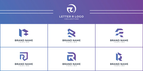 Set of letter R logo with modern creative concept for company or business brand identity.