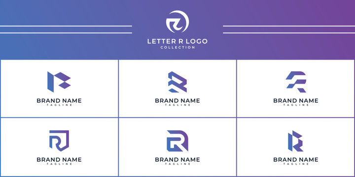 Set of letter R logo with modern creative concept for company or business brand identity.