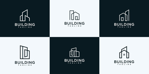 Set of minimalist building logo with modern creative concept for company or business brand identity.