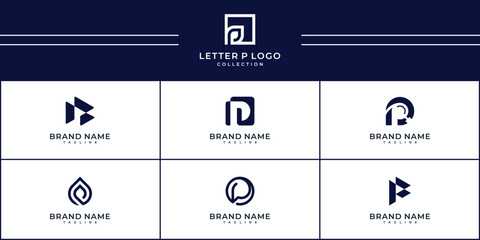 Set of letter P logo with modern creative concept for company or business brand identity.