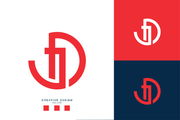 Alphabet Letters DJ or JD Logo Monogram - obrazy, fototapety, plakaty