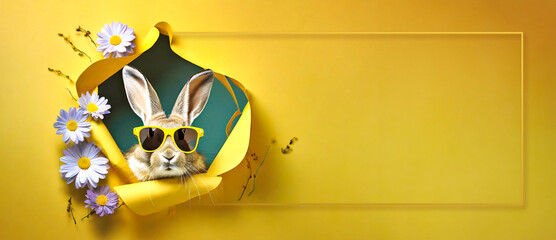 banner with Easter bunny