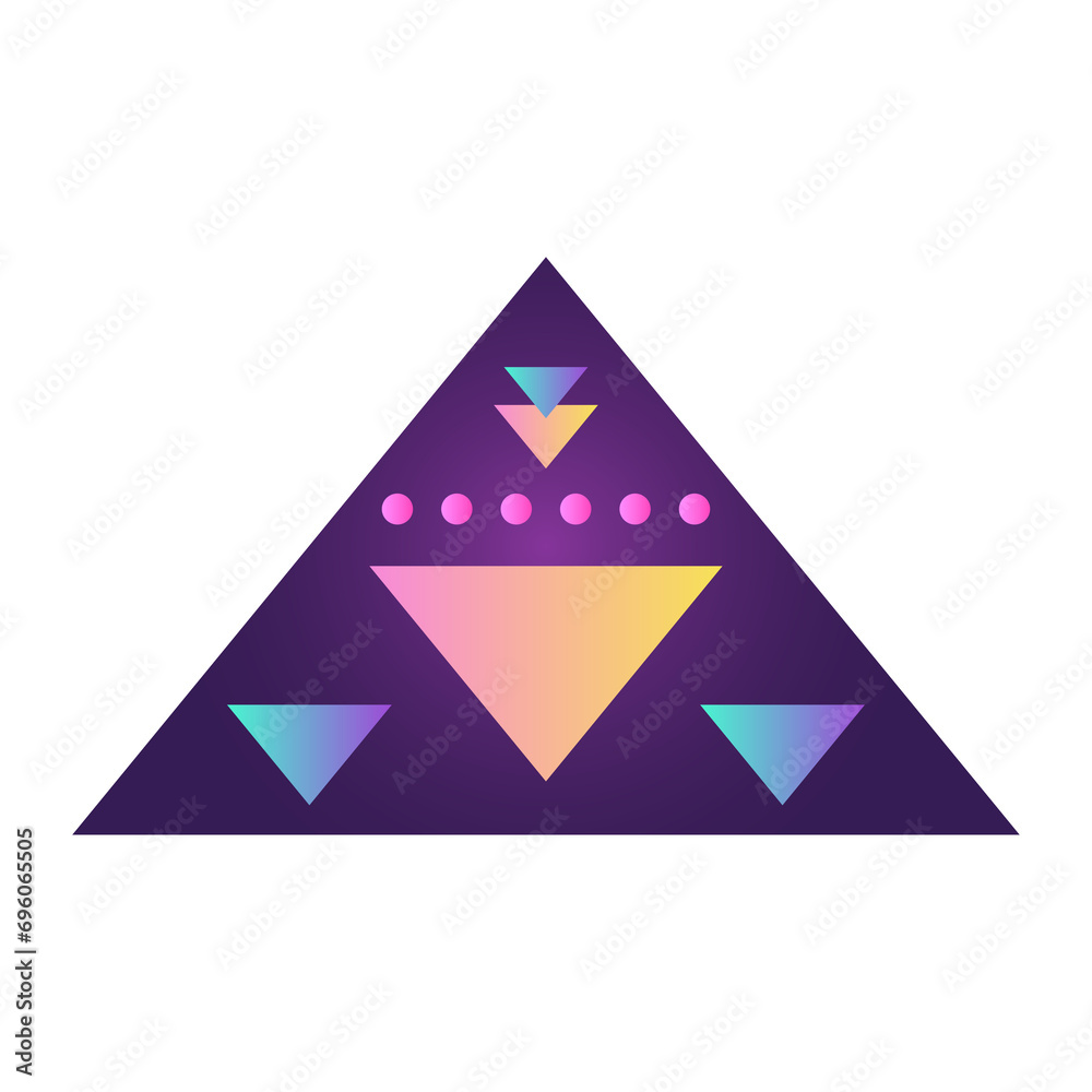 Fototapete triangle pyramid cone futuristic gradient texture colored graphic symbol element nostalgic retro 90'