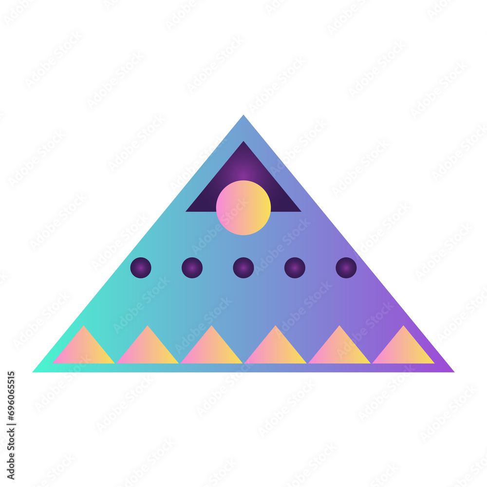 Fototapete triangle pyramid cone futuristic gradient texture colored graphic symbol element nostalgic retro 90'