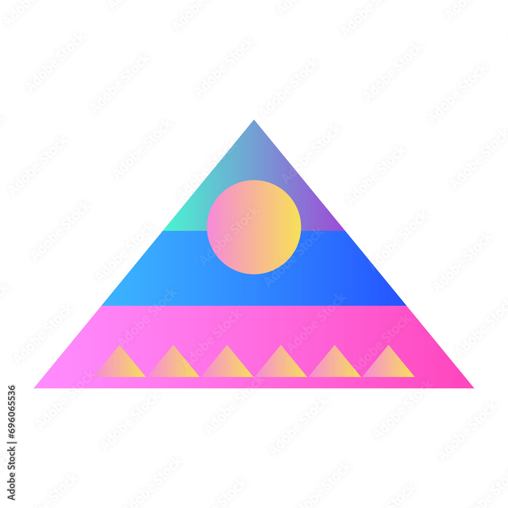Fototapete triangle pyramid cone futuristic gradient texture colored graphic symbol element nostalgic retro 90'