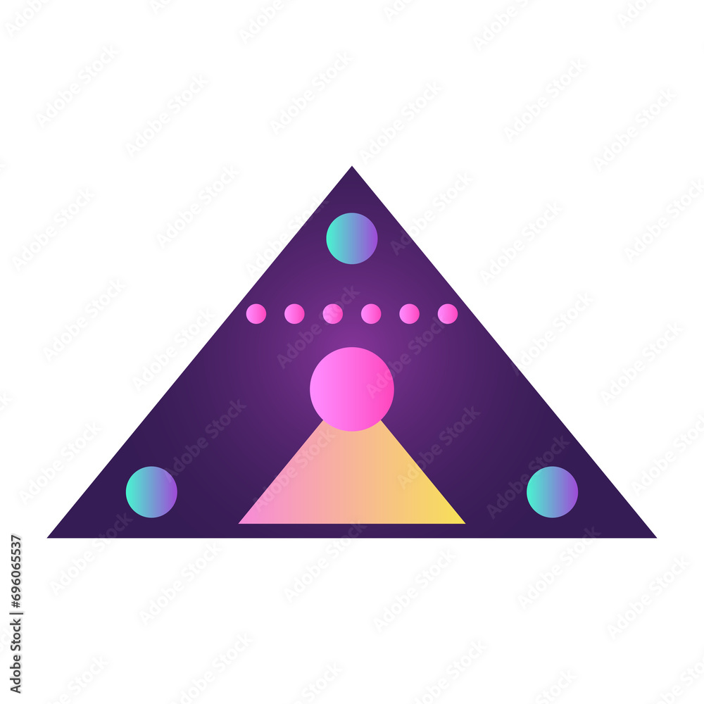 Fototapete triangle pyramid cone futuristic gradient texture colored graphic symbol element nostalgic retro 90'