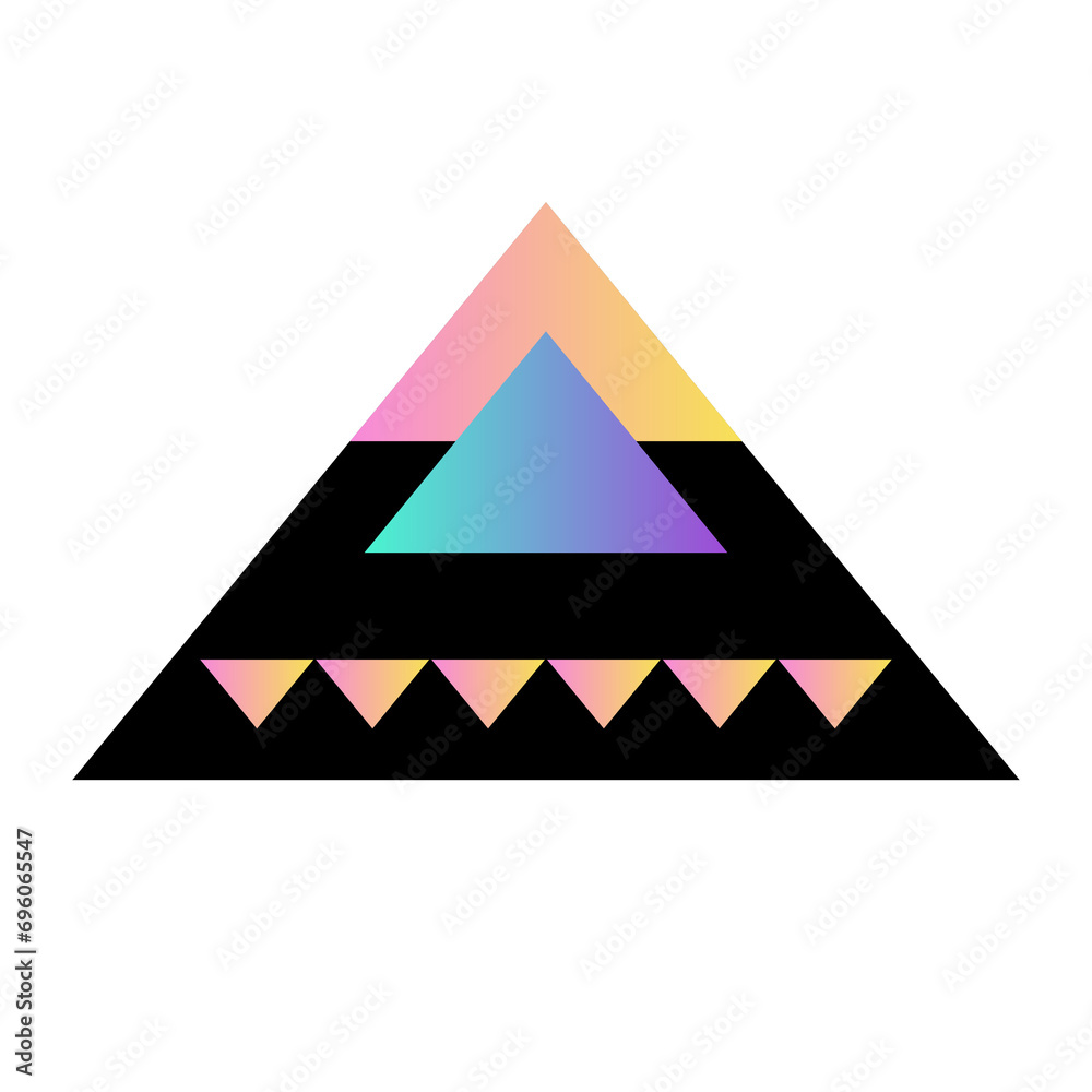 Fototapete triangle pyramid cone futuristic gradient texture colored graphic symbol element nostalgic retro 90'