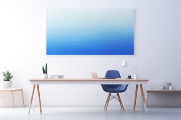 A minimalist abstract artwork featuring a serene gradient from light to dark in calming blue tones against a clean, white canvas.