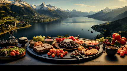 Swiss Fondue Raclette Brainstorming Delicious and Tempting Wallpaper Card Poster Background Digital...