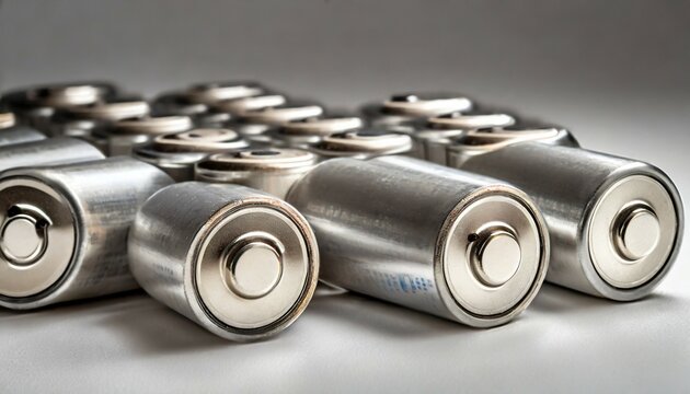 metallic alkaline batteries aa size on white background