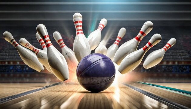 bowling ball hitting pins strike picture