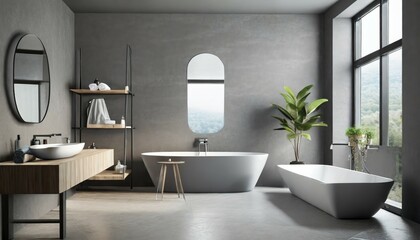 modern grey bathroom interior