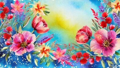 Obraz na płótnie Canvas watercolor festive background with flowers ai generated