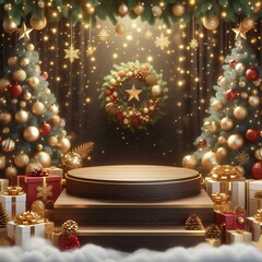 Christmas  tree with gift boxes background 
