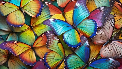 colors of rainbow pattern of multicolored butterflies morpho texture background