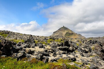 Lava field below the mountain summit