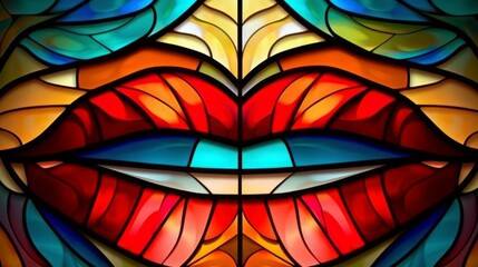 Stained glass window background with colorful Star and sunshine abstract.	