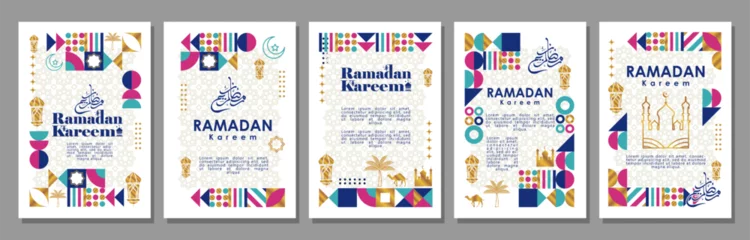 Fotobehang Islamic greeting card set template with ramadan for wallpaper design Poster, media banner. vector illustration © ayub