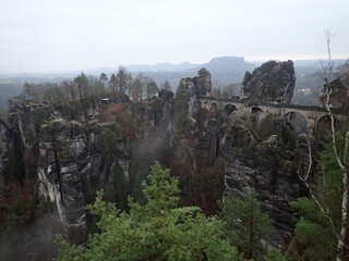 Fototapeta na wymiar amazing views of a bastei stone bridge in germany