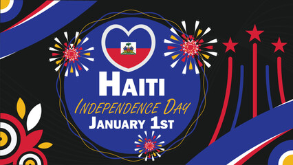 Haiti Independence Day vector banner design. Happy Haiti Independence Day modern minimal graphic poster illustration.