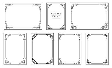 Vintage rectangular frames und  borders, retro elegant ornamental floral ornaments - obrazy, fototapety, plakaty