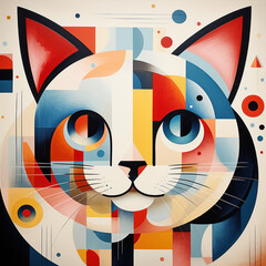 Abstract Cubist Cat Art