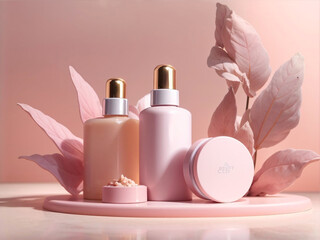 Obraz na płótnie Canvas Natural Elegance Unveiled: A Captivating Scene with Nature for Showcasing Cosmetic Products
