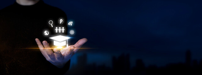 Internet education, E-learning graduate certificate program concept. study knowledge to creative...