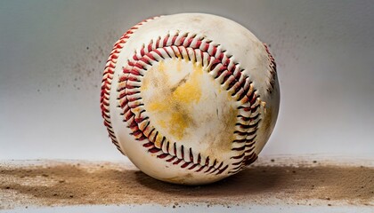 worn baseball on white background