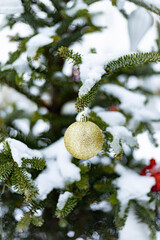 Fototapeta na wymiar New Year's toys on the Christmas tree