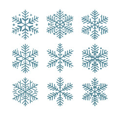 set of Sleek Snowflake Silhouettes - PNG TRANSPARENT BACKGROUND
