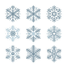 Naklejka na ściany i meble set of Sleek Snowflake Silhouettes - PNG TRANSPARENT BACKGROUND